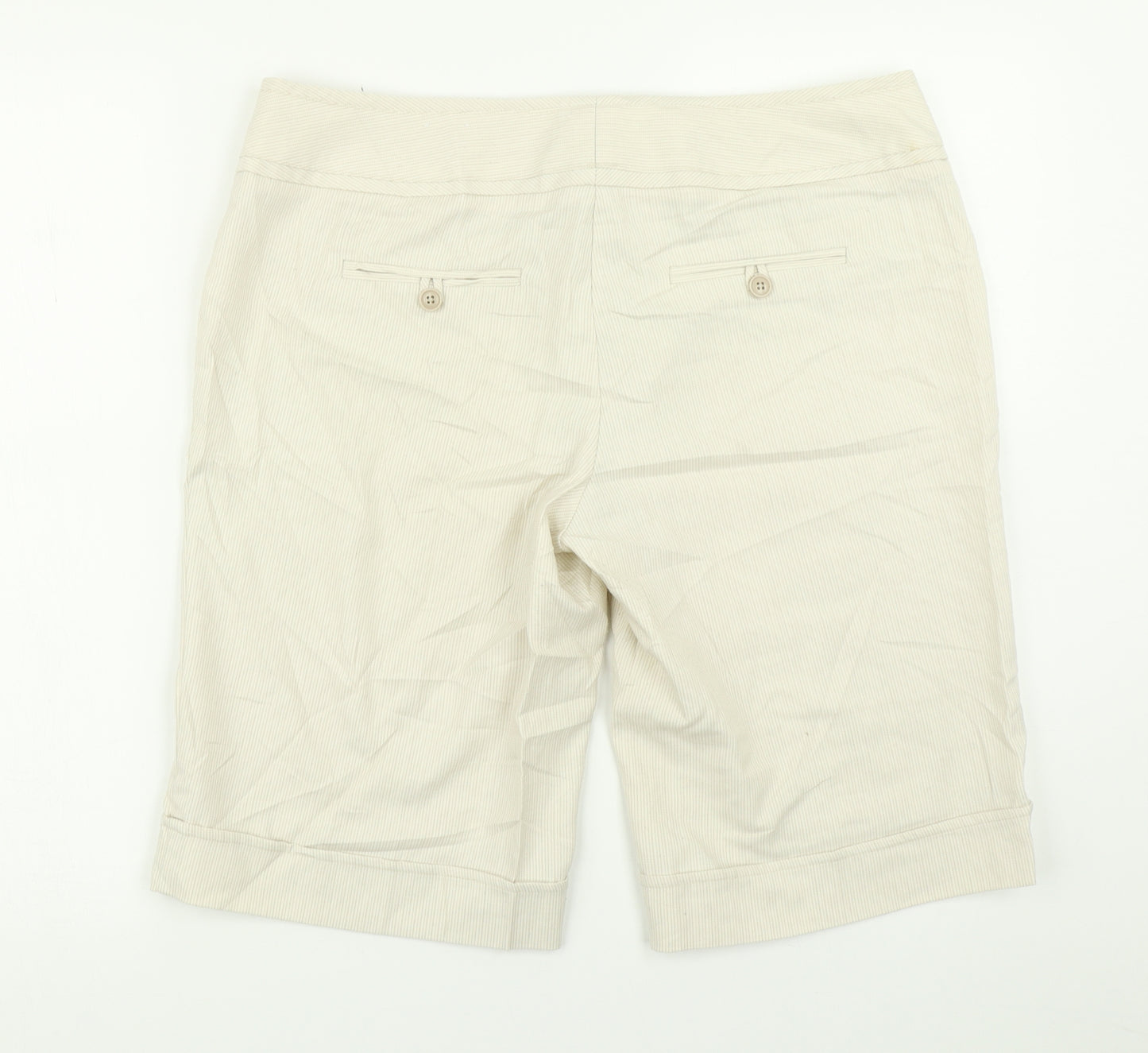 Studio Y Womens Beige Striped  Chino Shorts Size 36 in