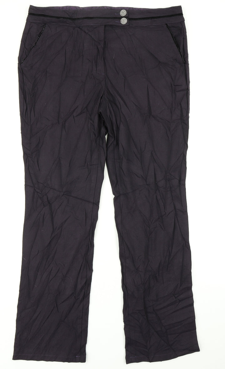 Per Una Womens Purple Herringbone Dress Pants Trousers Size 36 in L29 in