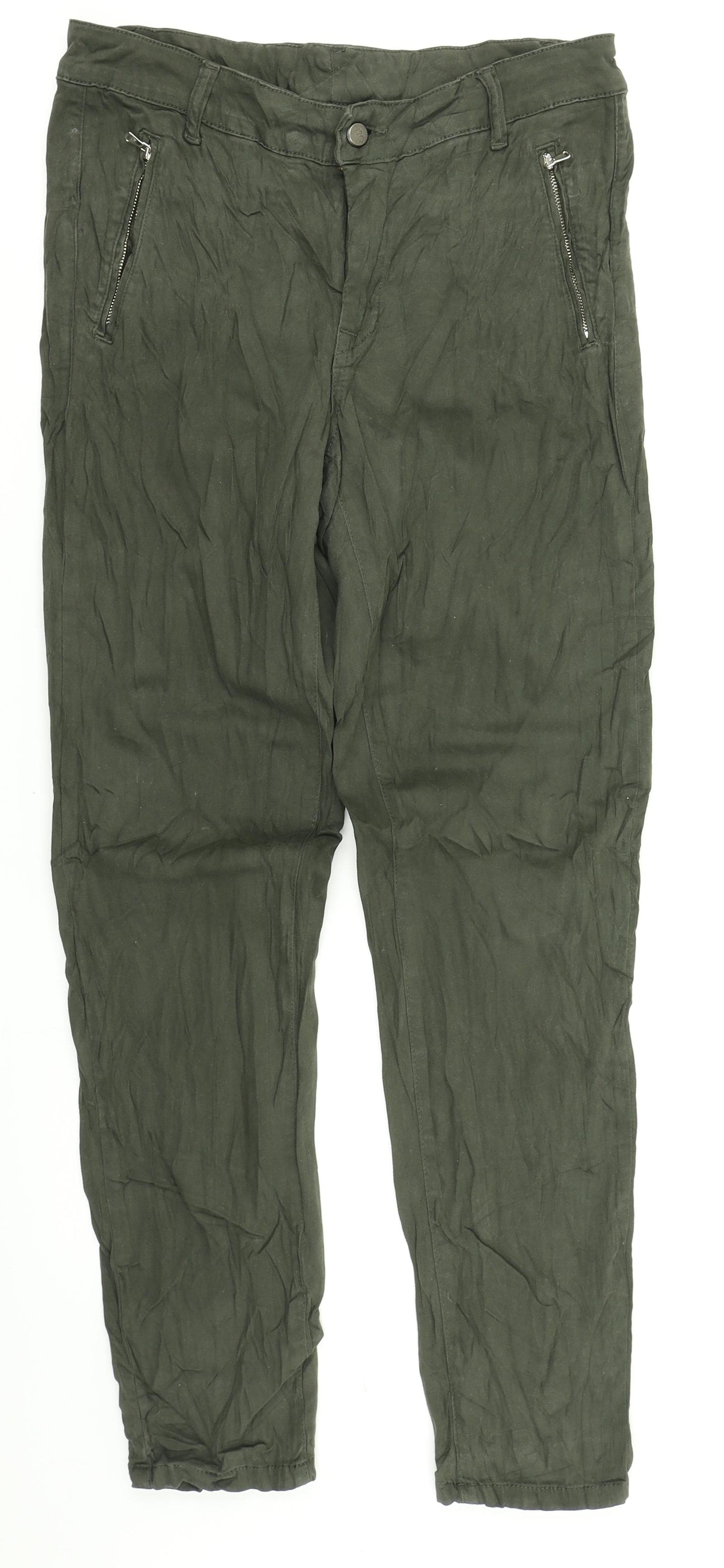 Johnny Q Womens Green  Denim Cargo Trousers Size 14 L28 in