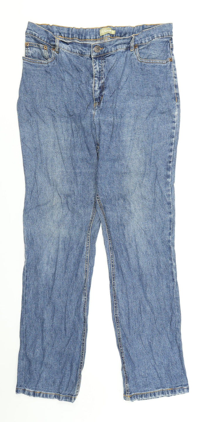 Mywear Womens Blue Denim Straight Jeans Size 34 in L28 in