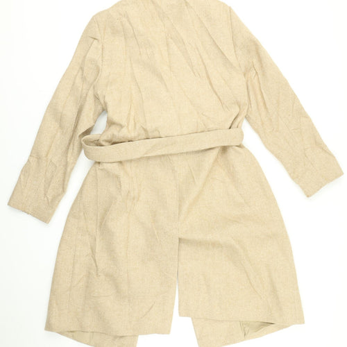 M&S Collection Womens Beige Herringbone  Overcoat Coat Size 18