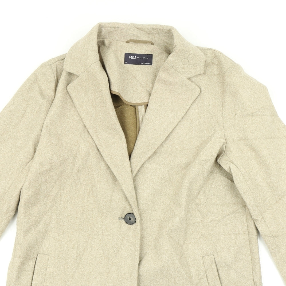 M&S Collection Womens Beige   Overcoat Coat Size 12