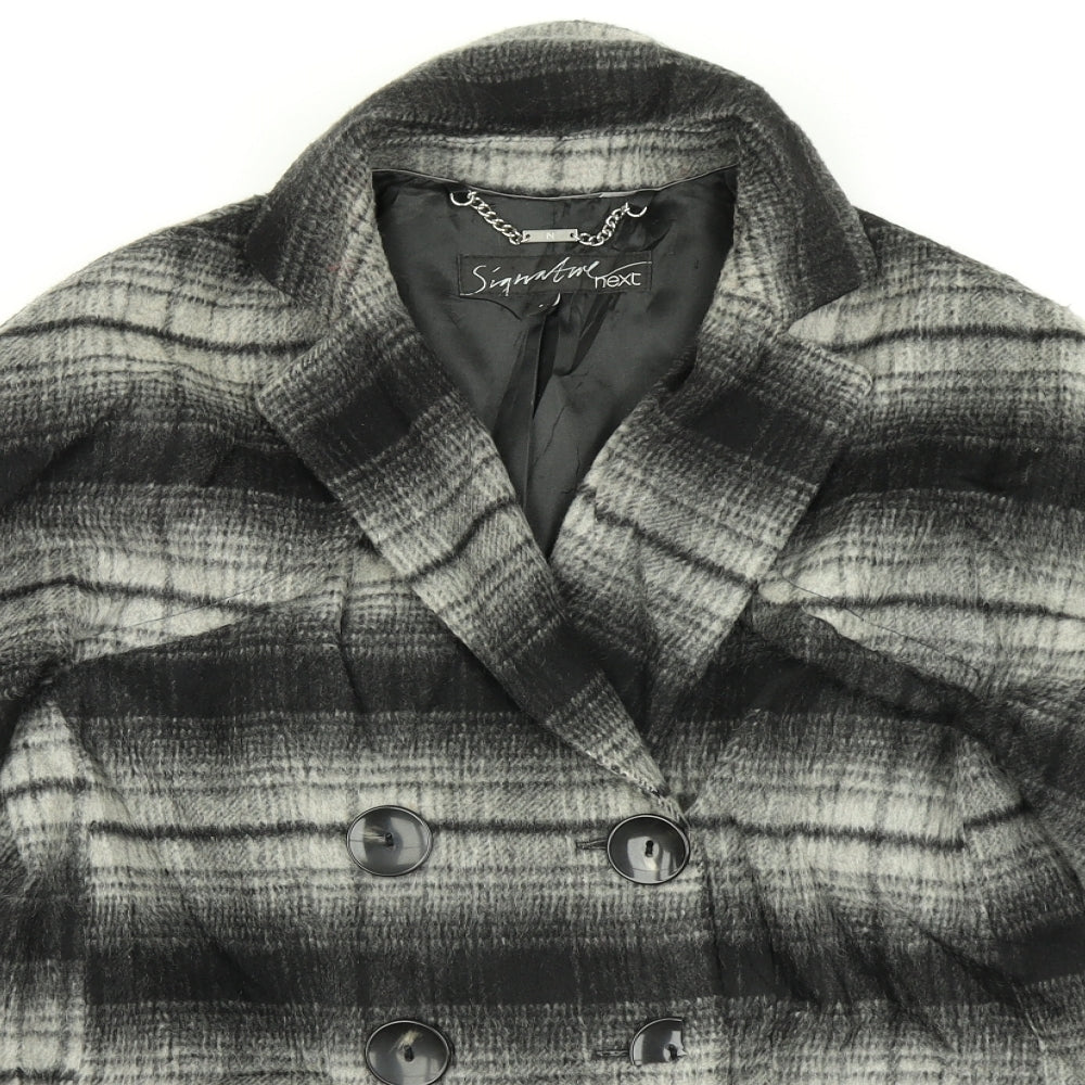 Signature Womens Black Plaid  Overcoat Coat Size 6