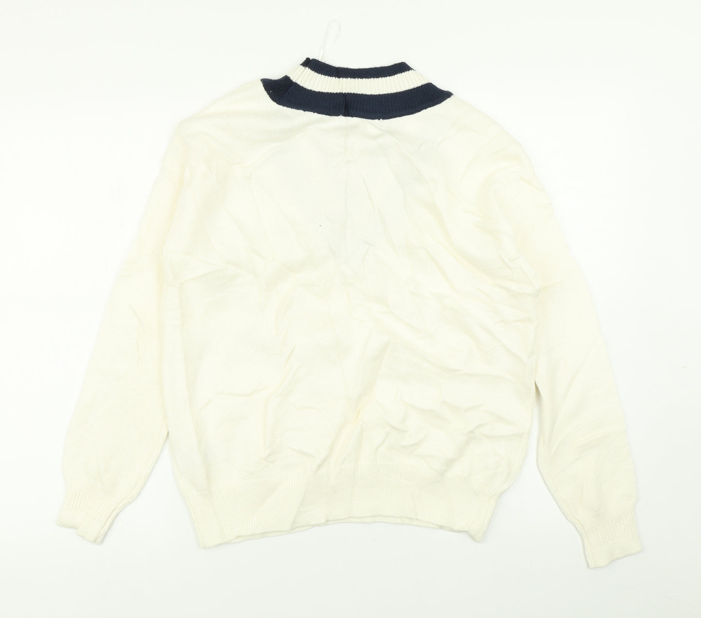M&S Collection Mens White  Knit Pullover Jumper Size S