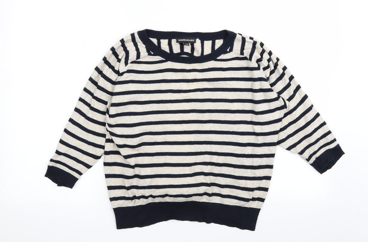 Warehouse Womens Multicoloured Striped  Pullover Jumper Size 10