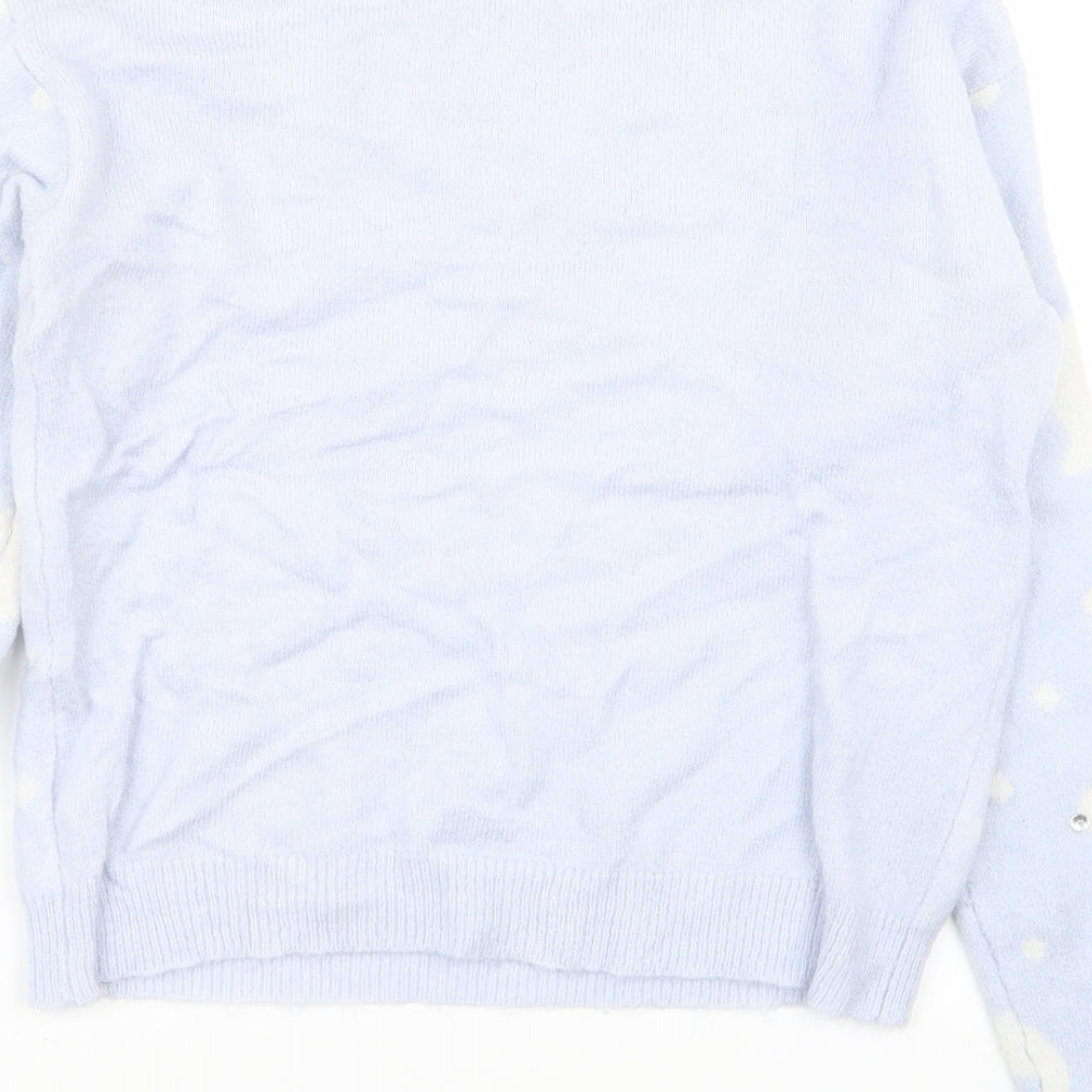 New Look Womens Blue Animal Print  Pullover Jumper Size 6