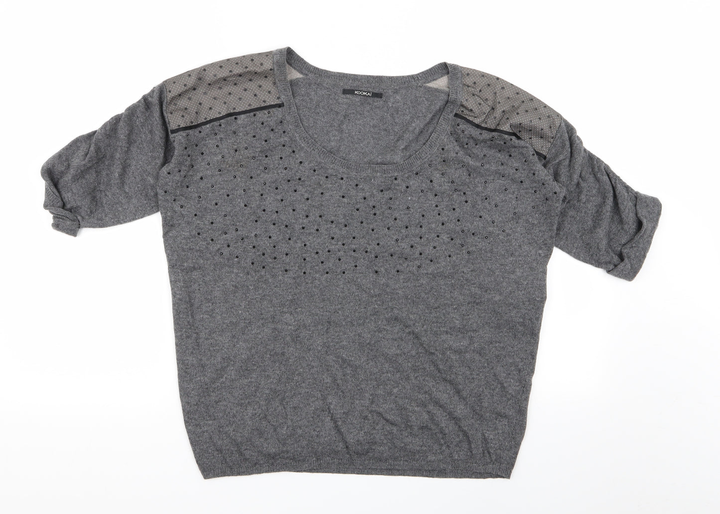 Kookai Womens Grey Polka Dot  Pullover Jumper Size L