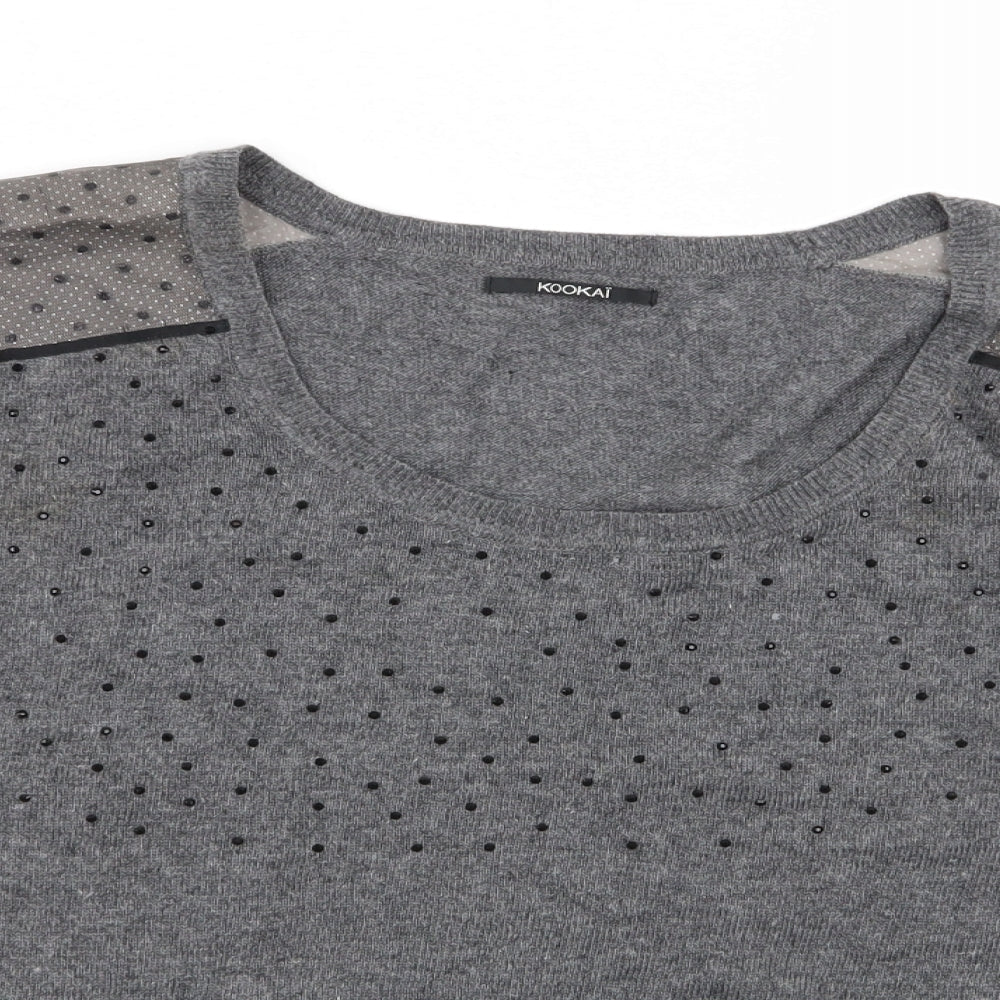 Kookai Womens Grey Polka Dot  Pullover Jumper Size L