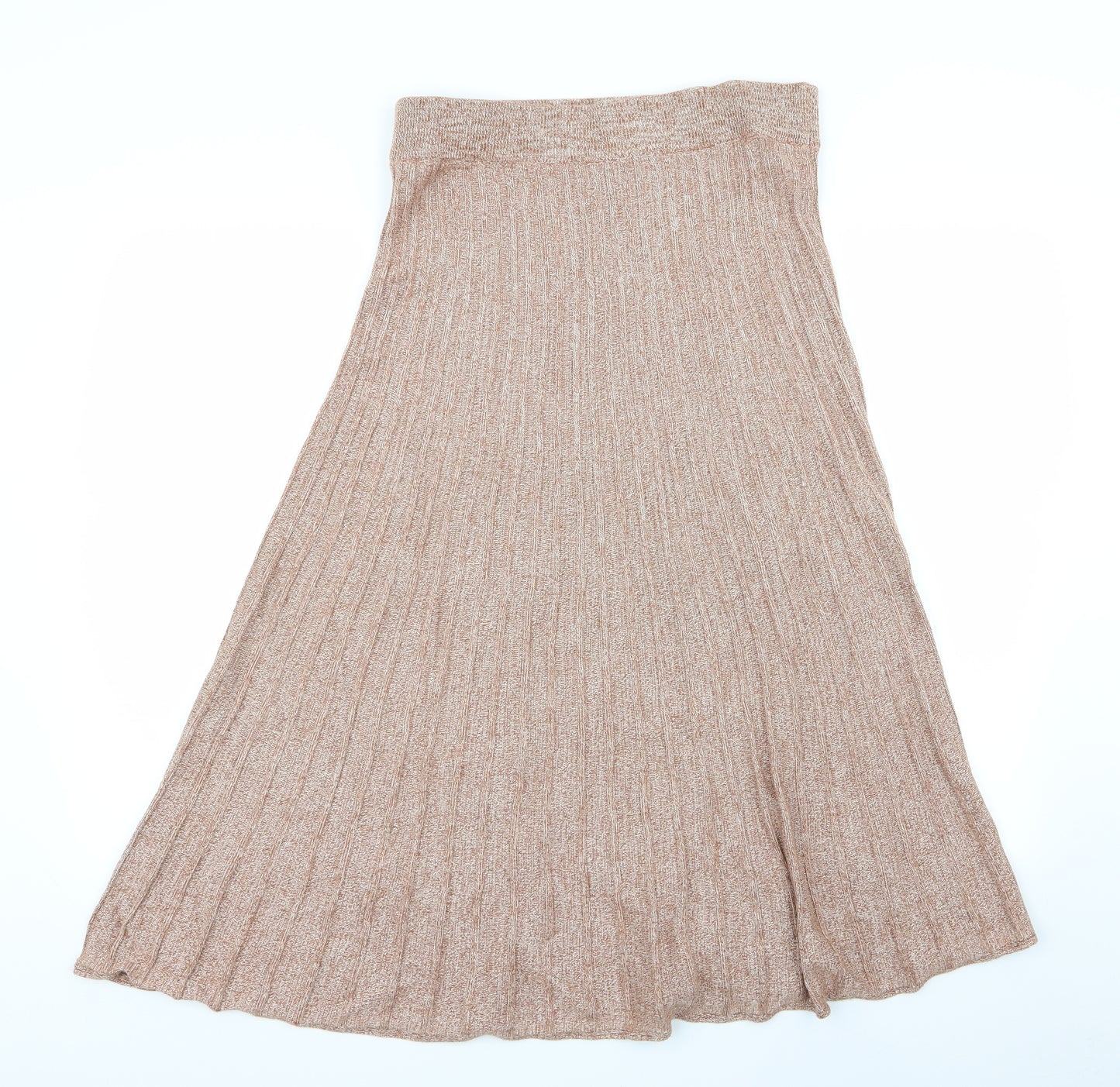 M&S Womens Brown   Flare Skirt Size L  - Stretch waistband