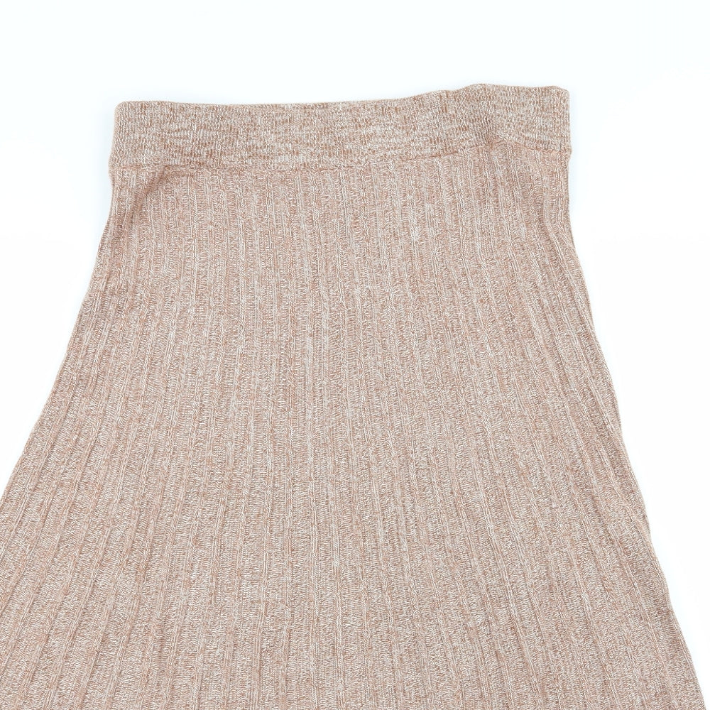 M&S Womens Brown   Flare Skirt Size L  - Stretch waistband