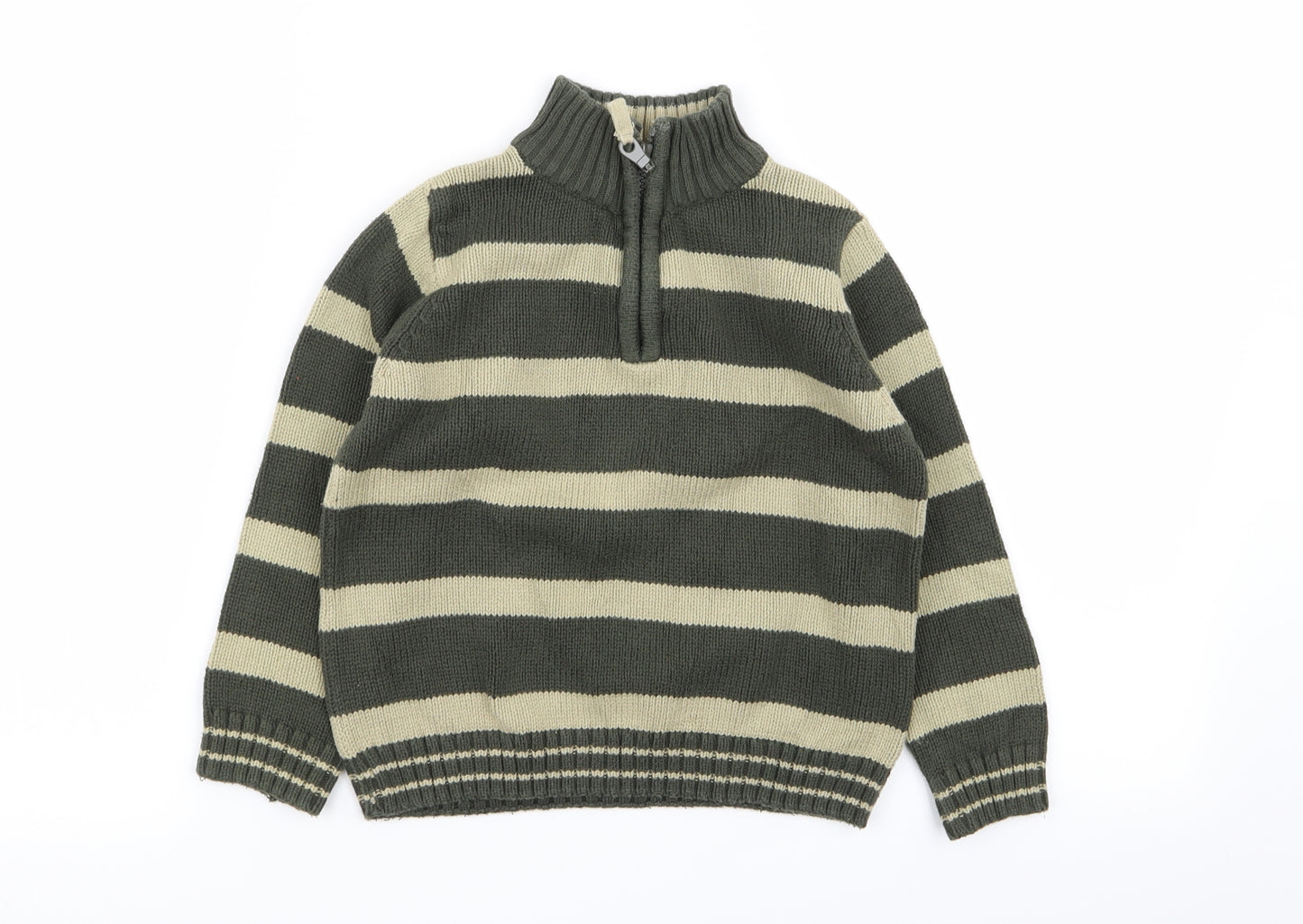 TU Boys Green Striped  Pullover Jumper Size 4 Years