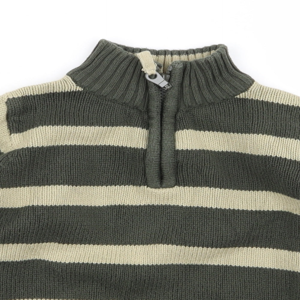 TU Boys Green Striped  Pullover Jumper Size 4 Years