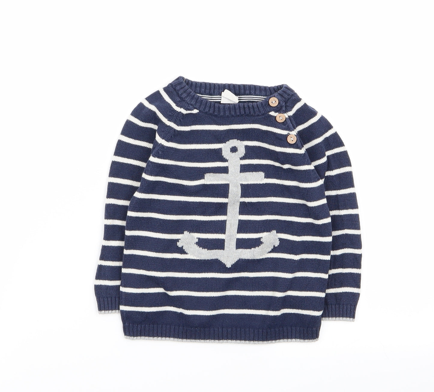 H&M Boys Multicoloured Striped  Pullover Jumper Size 12-18 Months  - 12 months