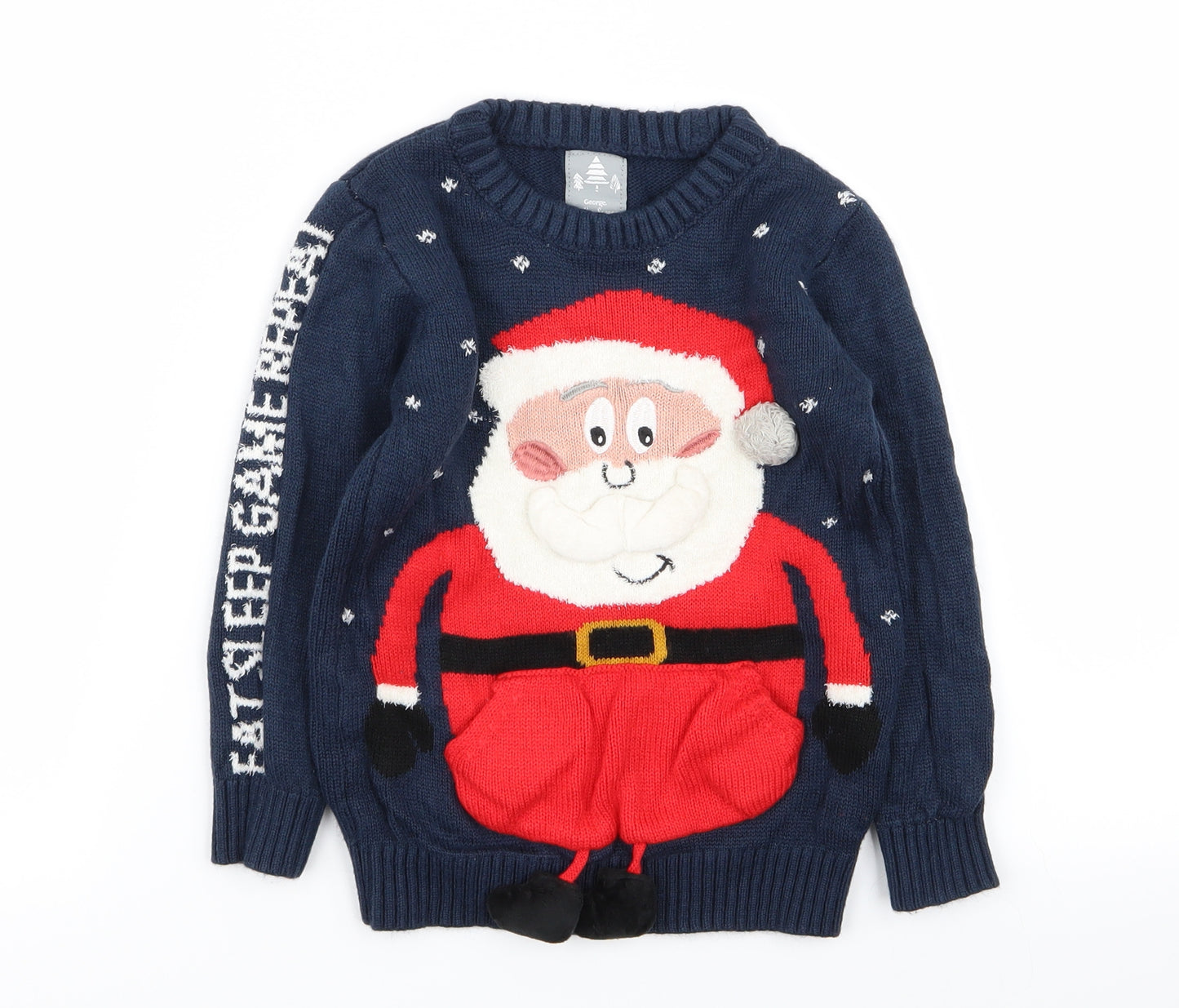 Asda George Boys Blue   Pullover Jumper Size 5-6 Years  - Christmas Jumper