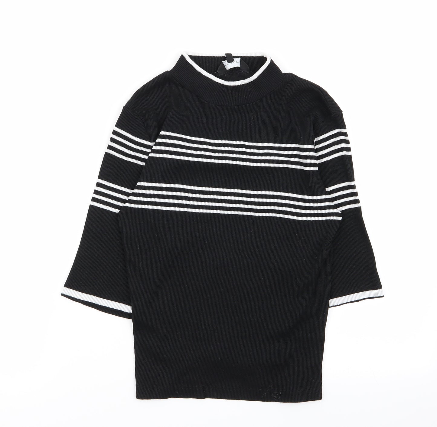 New Look Womens Black Striped  Basic T-Shirt Size 14