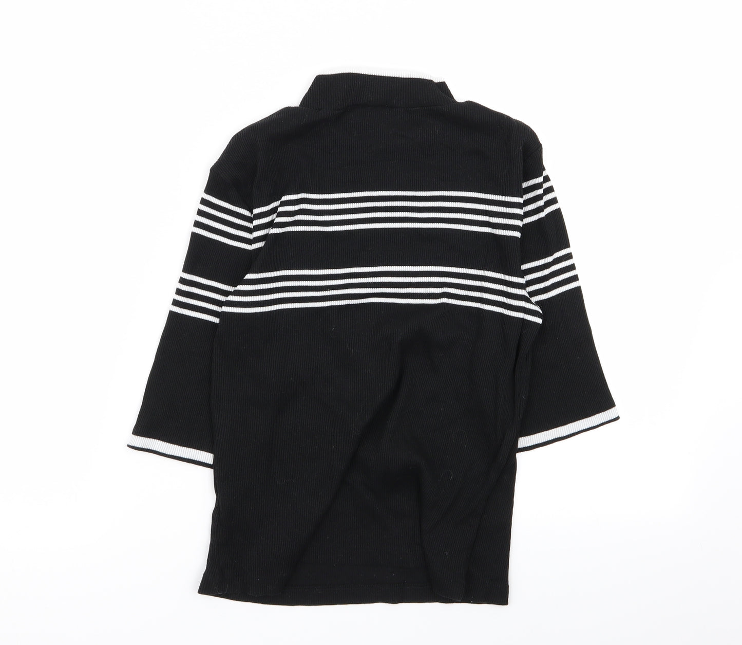 New Look Womens Black Striped  Basic T-Shirt Size 14