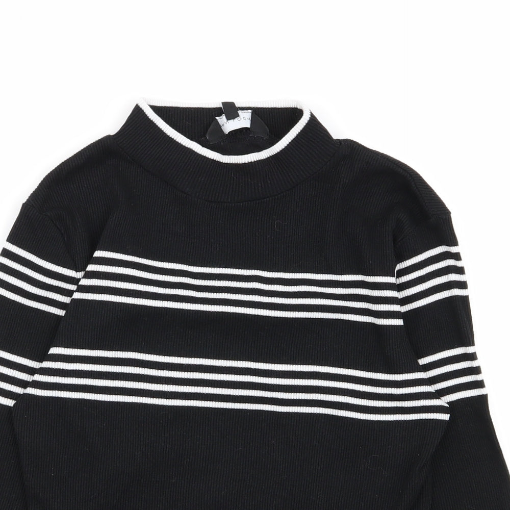 New Look Womens Black Striped  Basic T-Shirt Size 14