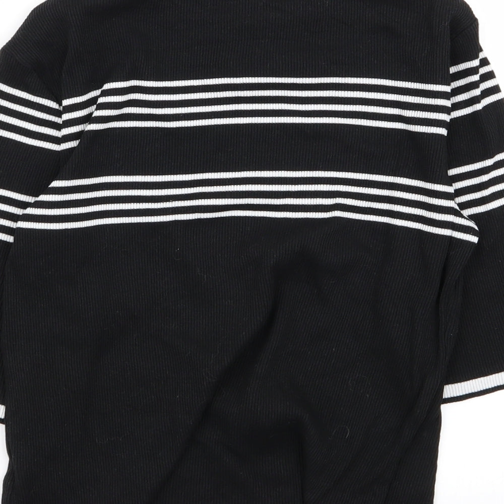 New Look Womens Black Striped  Basic T-Shirt Size 14