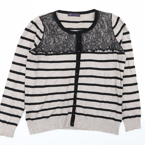 M&S Womens Multicoloured Striped  Cardigan Jumper Size 16