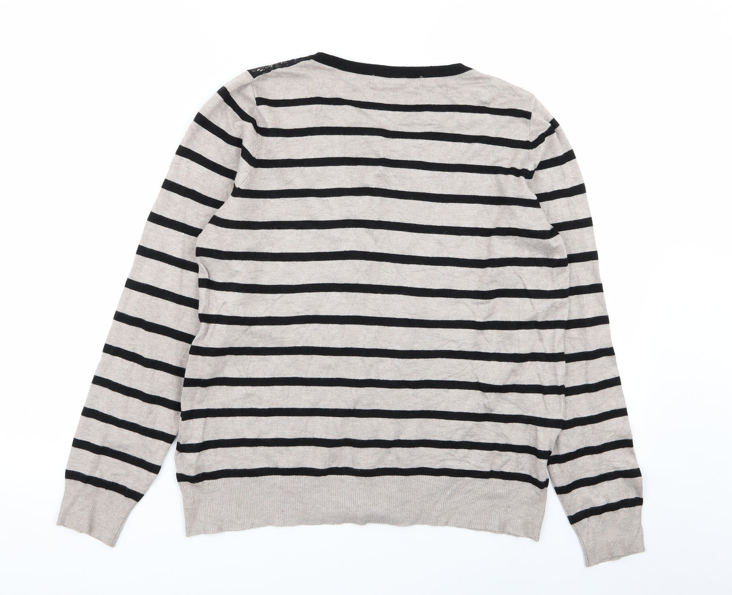 M&S Womens Multicoloured Striped  Cardigan Jumper Size 16