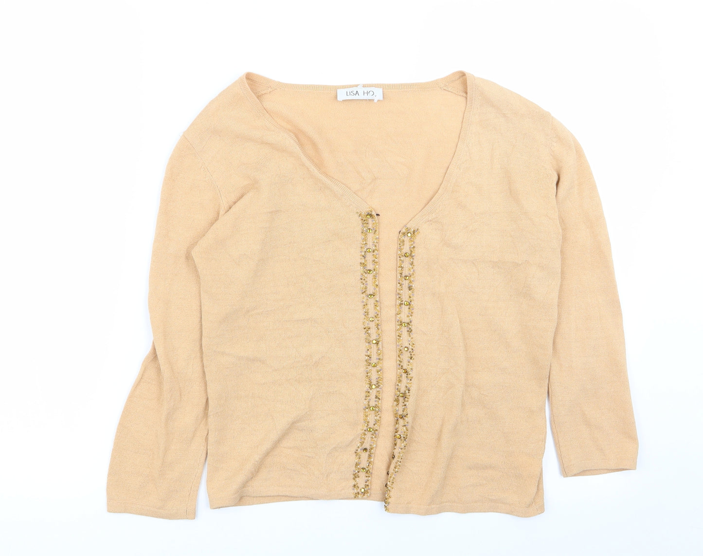 Lisa Ho Womens Orange Geometric  Cardigan Jumper Size S