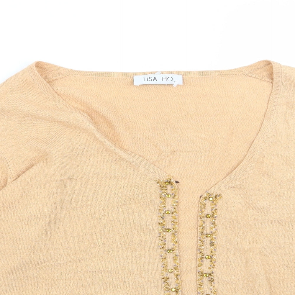 Lisa Ho Womens Orange Geometric  Cardigan Jumper Size S