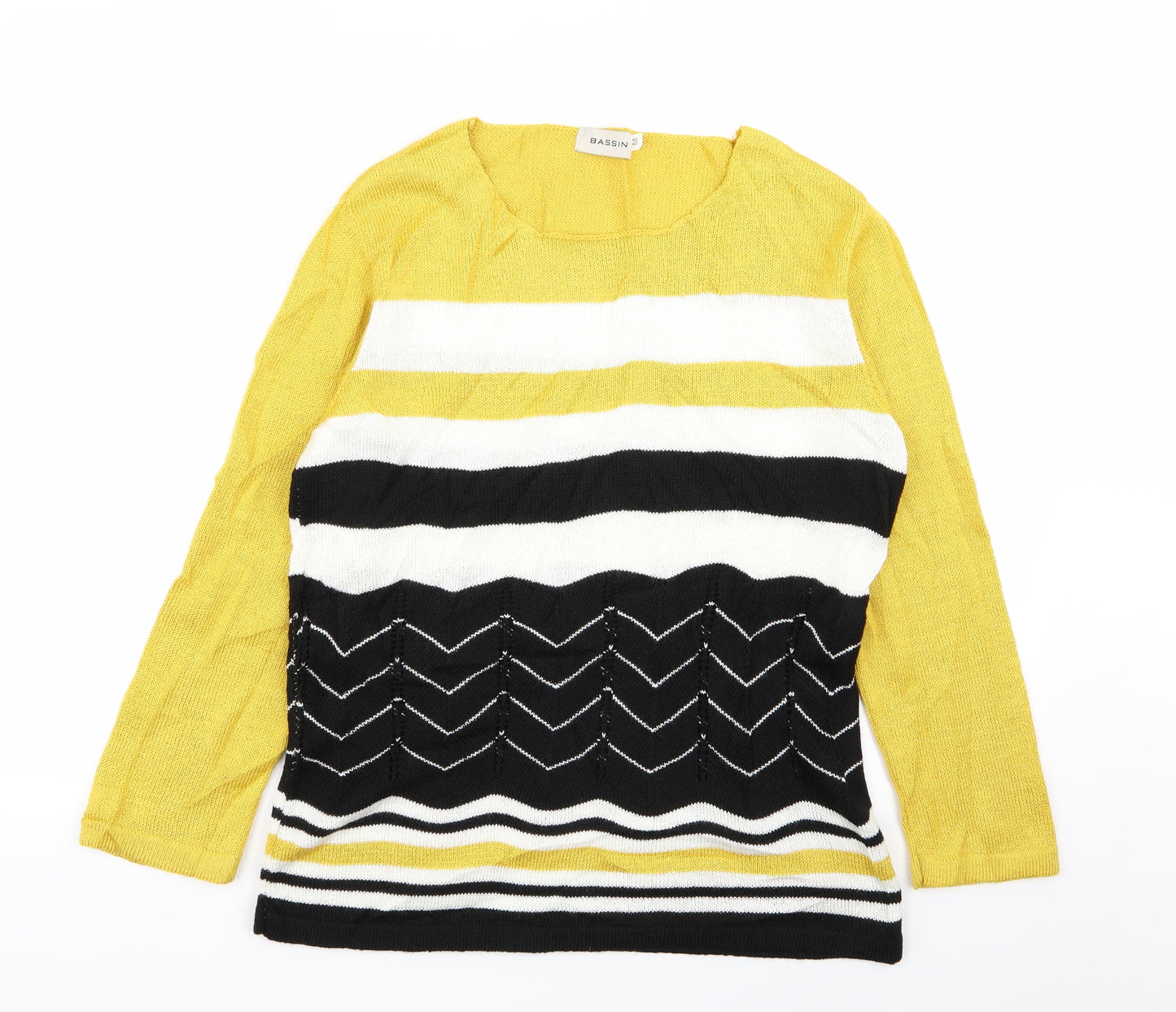 BASSINI Womens Multicoloured Geometric  Pullover Jumper Size M