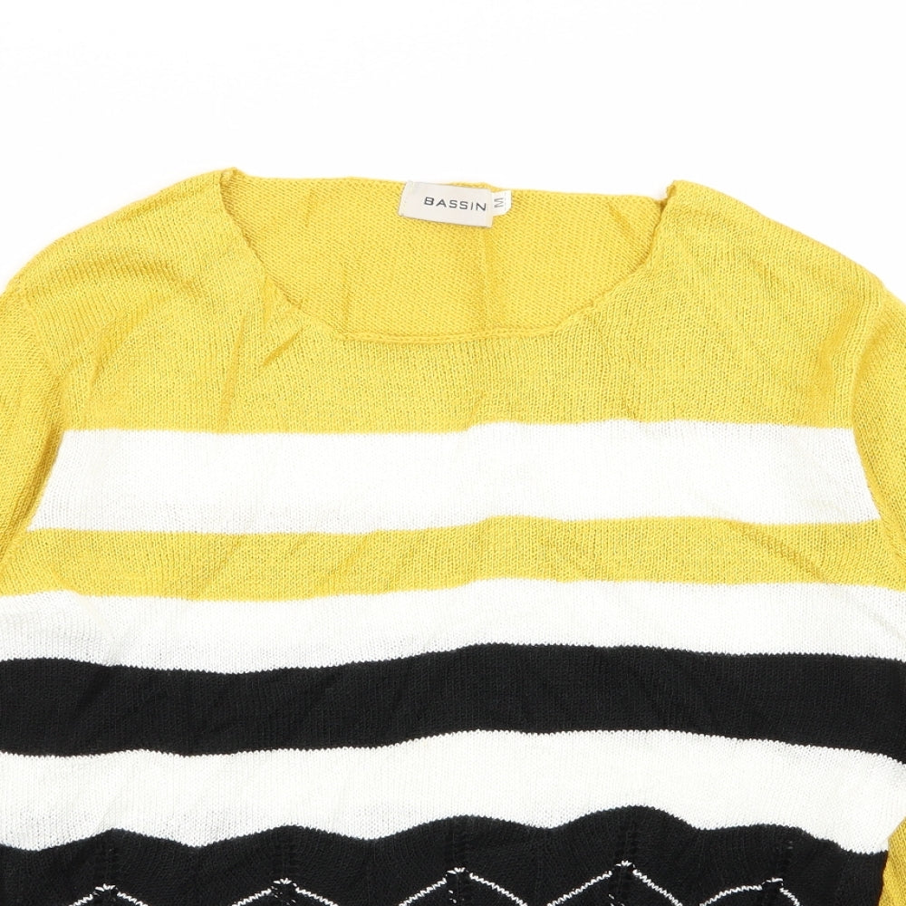 BASSINI Womens Multicoloured Geometric  Pullover Jumper Size M