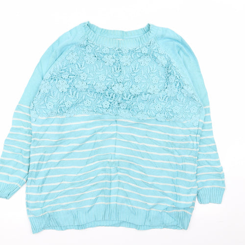 Cotton Traders Womens Blue Striped  Pullover Jumper Size 14  - size 14-16