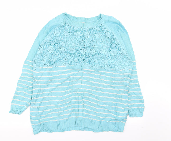 Cotton Traders Womens Blue Striped  Pullover Jumper Size 14  - size 14-16
