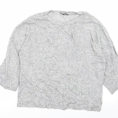Zara Womens Grey Polka Dot  Pullover Jumper Size S