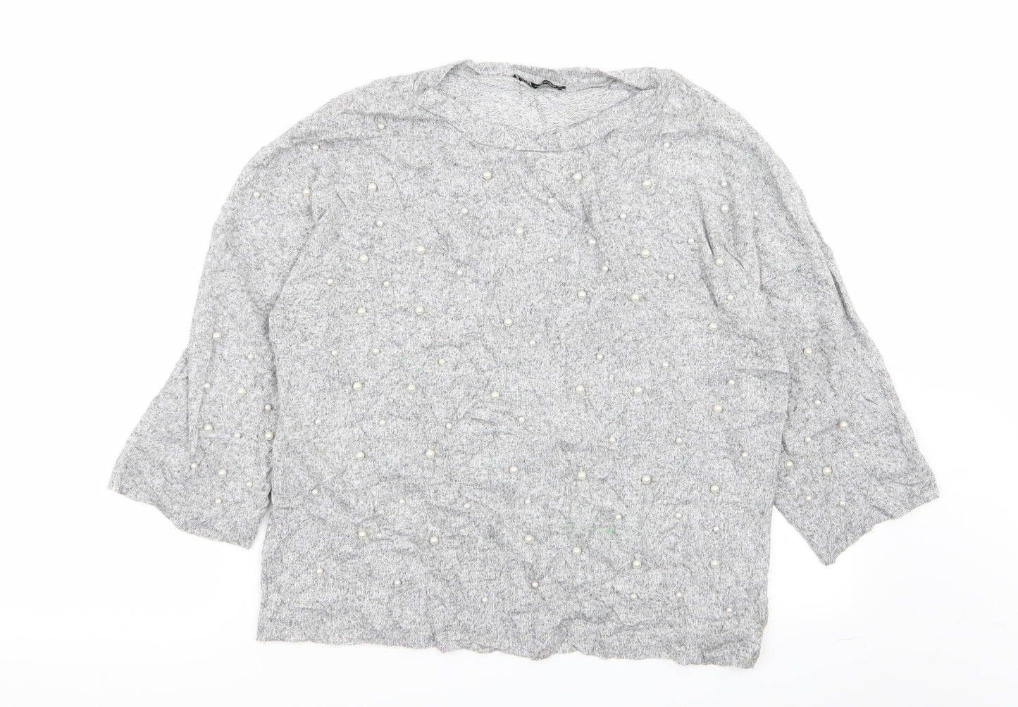 Zara Womens Grey Polka Dot  Pullover Jumper Size S