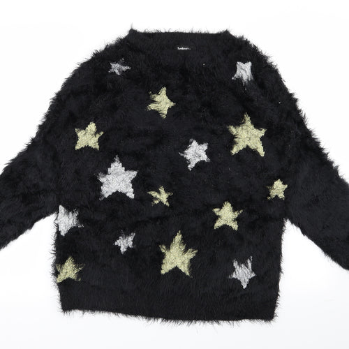lookagain Womens Black   Pullover Jumper Size 8  - star detail