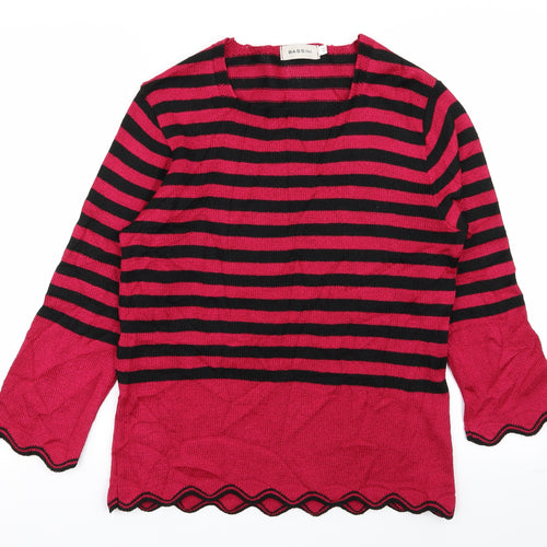 BASSINI Womens Multicoloured Striped  Pullover Jumper Size M