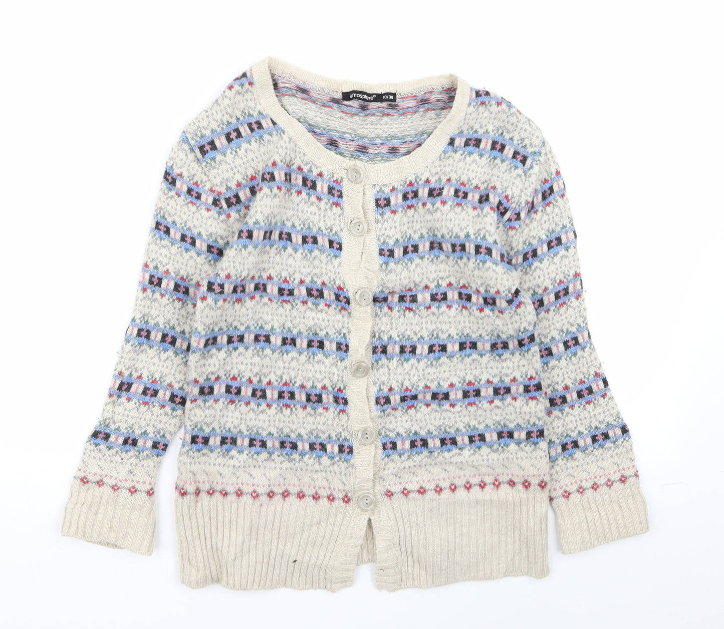 Primark Womens Multicoloured Geometric  Cardigan Jumper Size 10