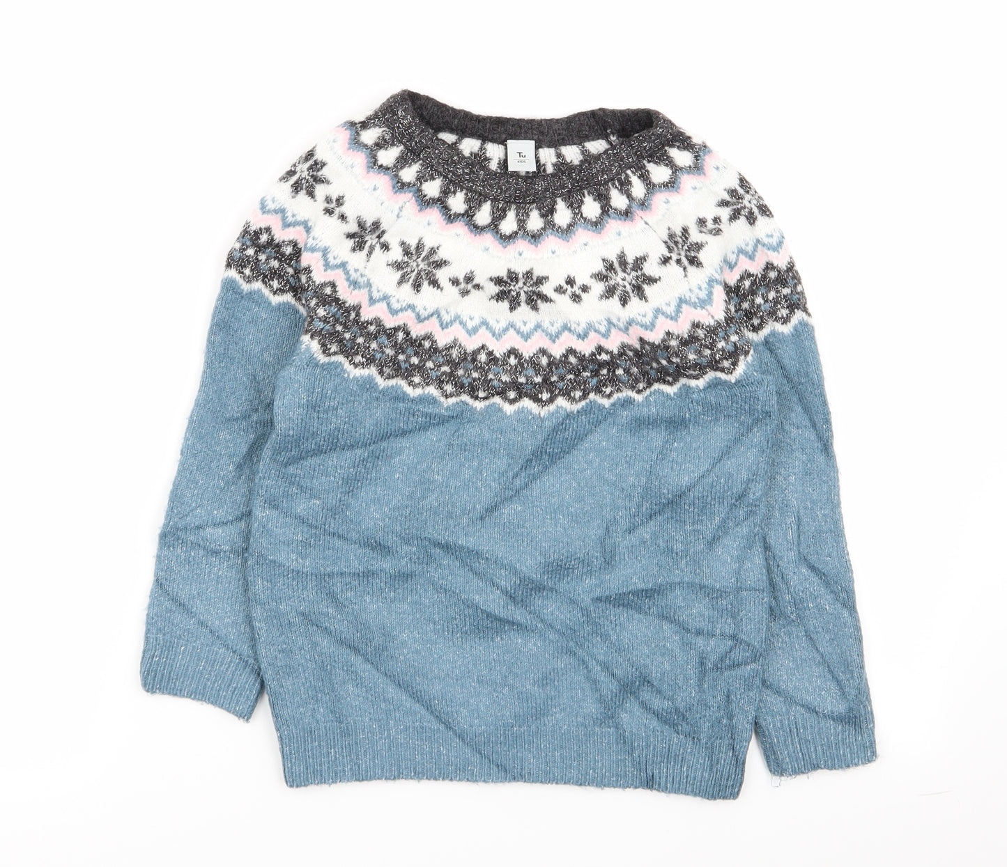 TU Girls Multicoloured Geometric  Pullover Jumper Size 7 Years