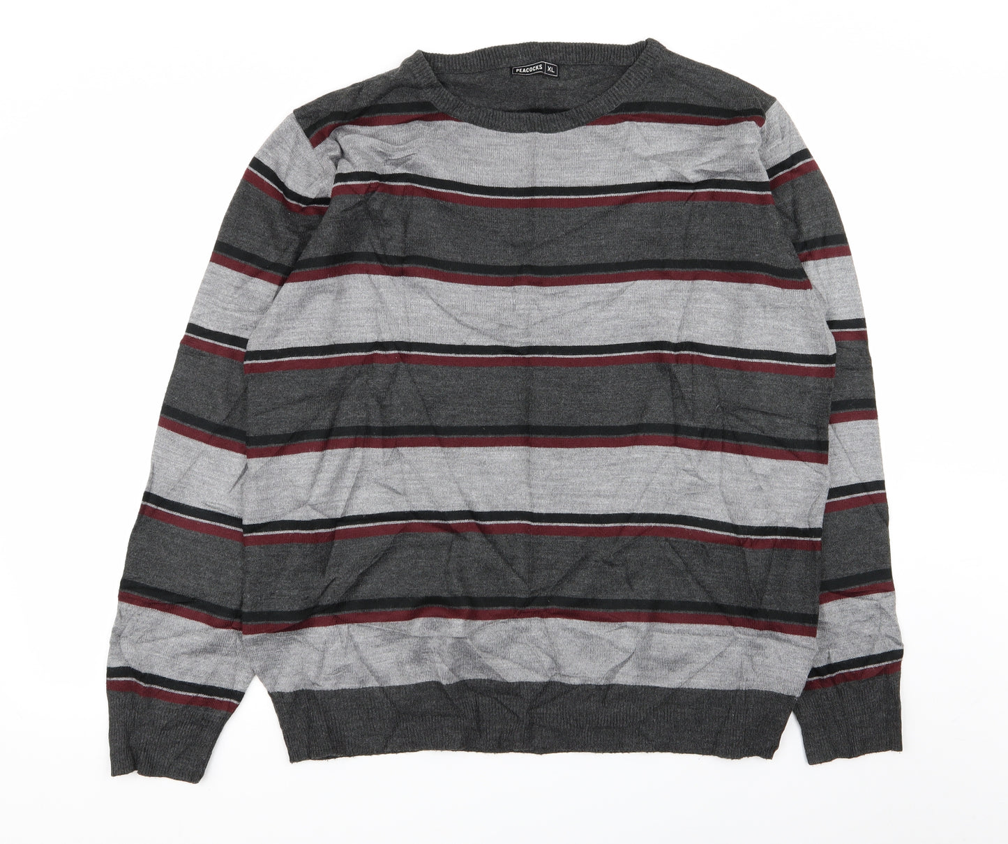 Peacocks Mens Multicoloured Striped  Pullover Jumper Size XL