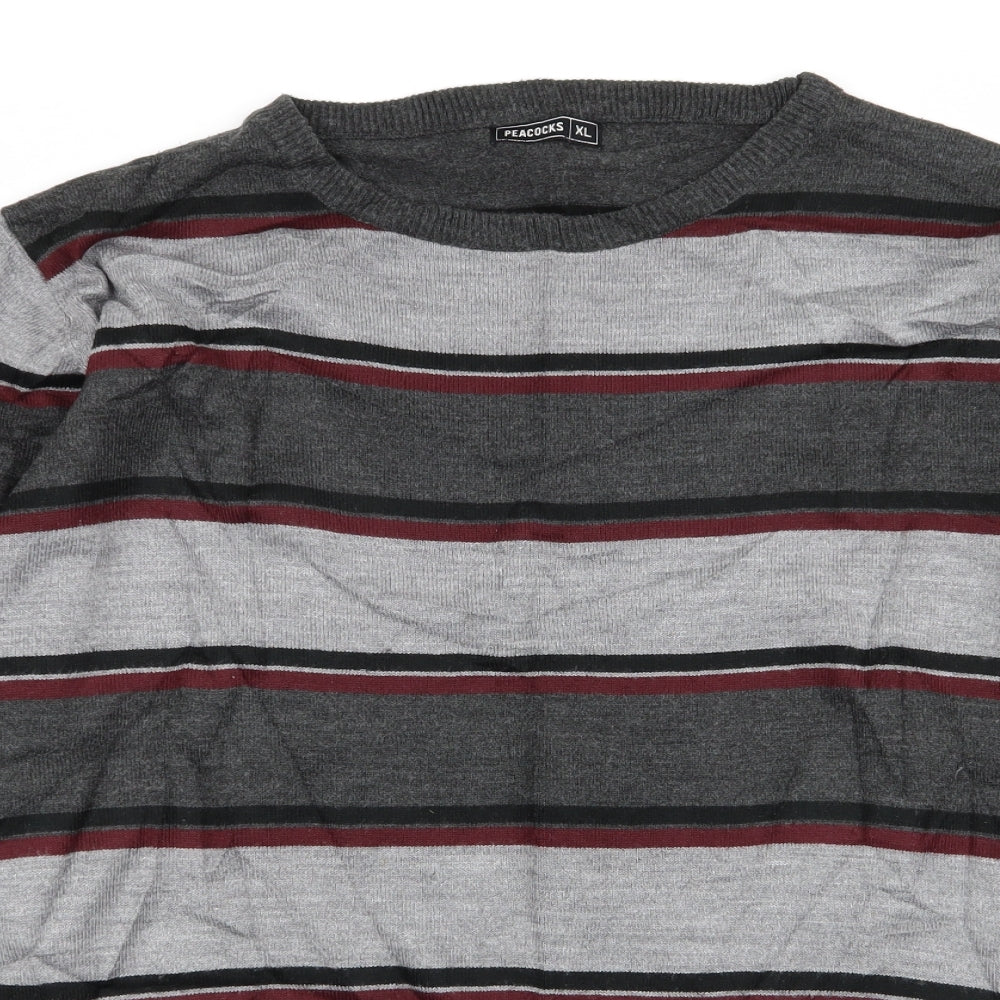 Peacocks Mens Multicoloured Striped  Pullover Jumper Size XL