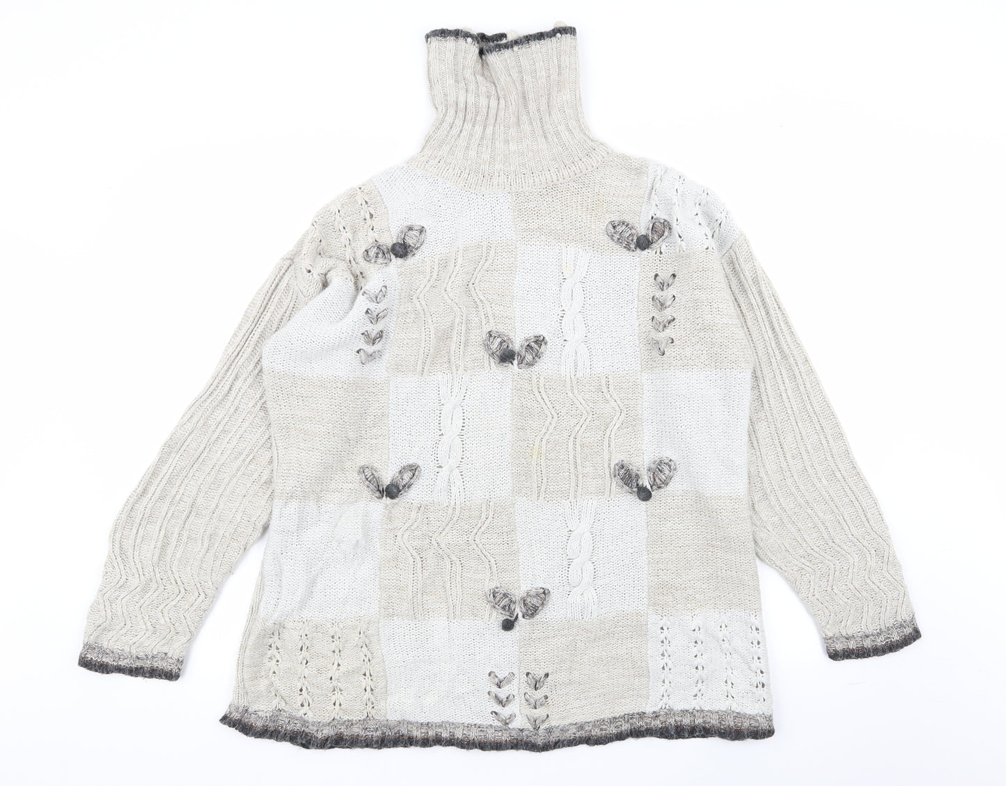 Your Sixth Sense Womens Beige Geometric  Pullover Jumper Size M