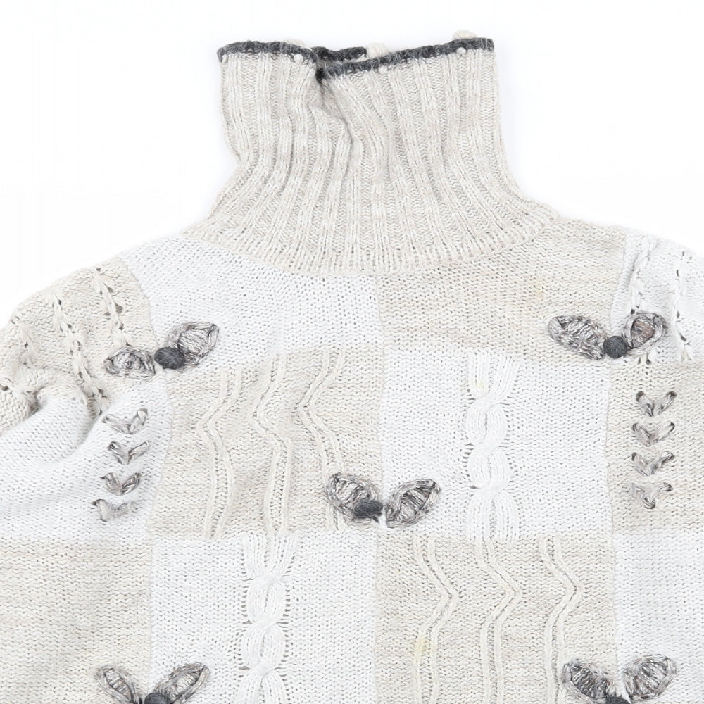 Your Sixth Sense Womens Beige Geometric  Pullover Jumper Size M