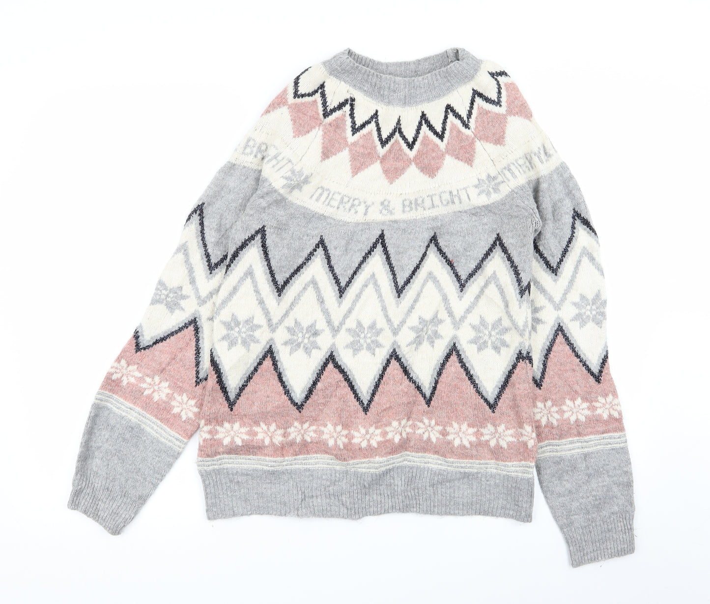 F&F Womens Multicoloured Geometric  Pullover Jumper Size 14  - Christmas Jumper
