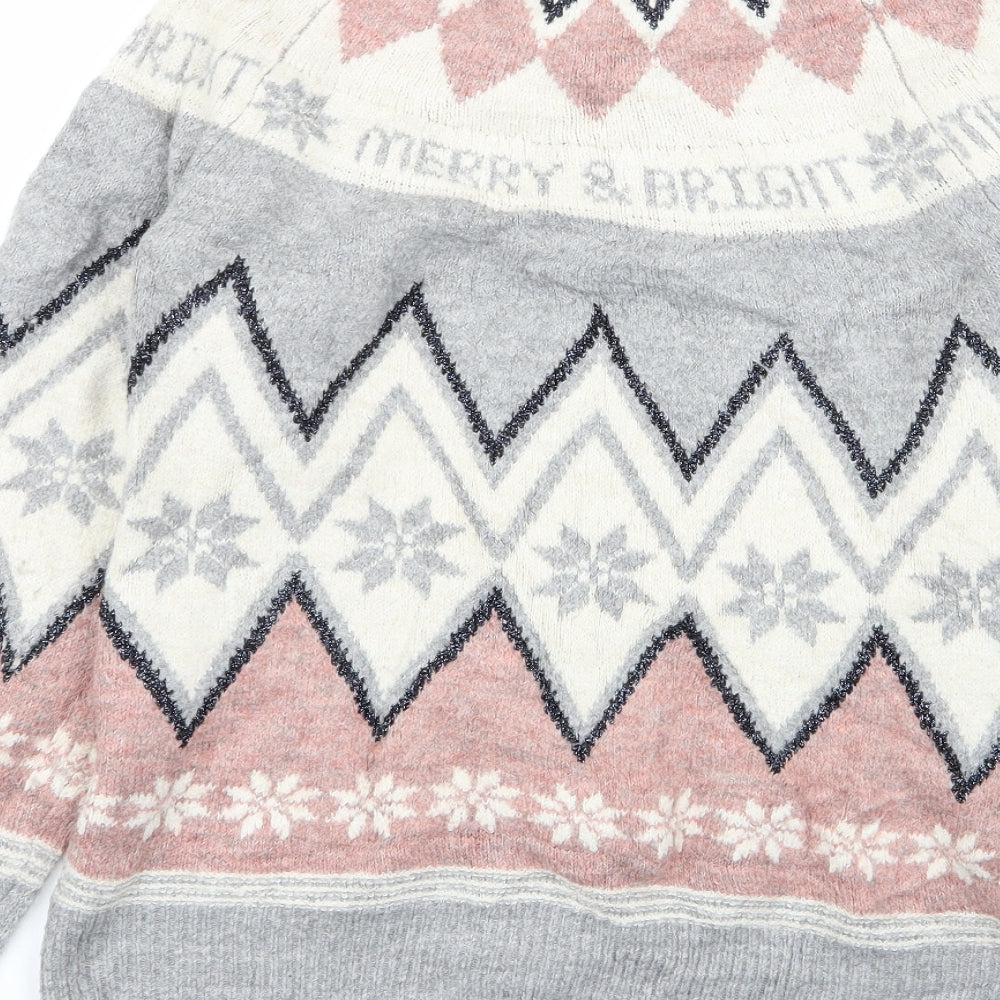 F&F Womens Multicoloured Geometric  Pullover Jumper Size 14  - Christmas Jumper
