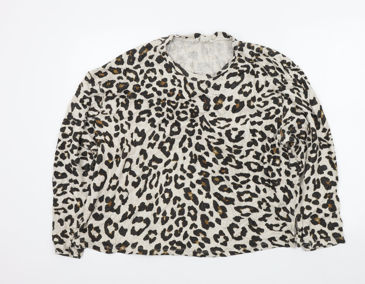 H&M Womens Brown Animal Print  Pullover Jumper Size XL