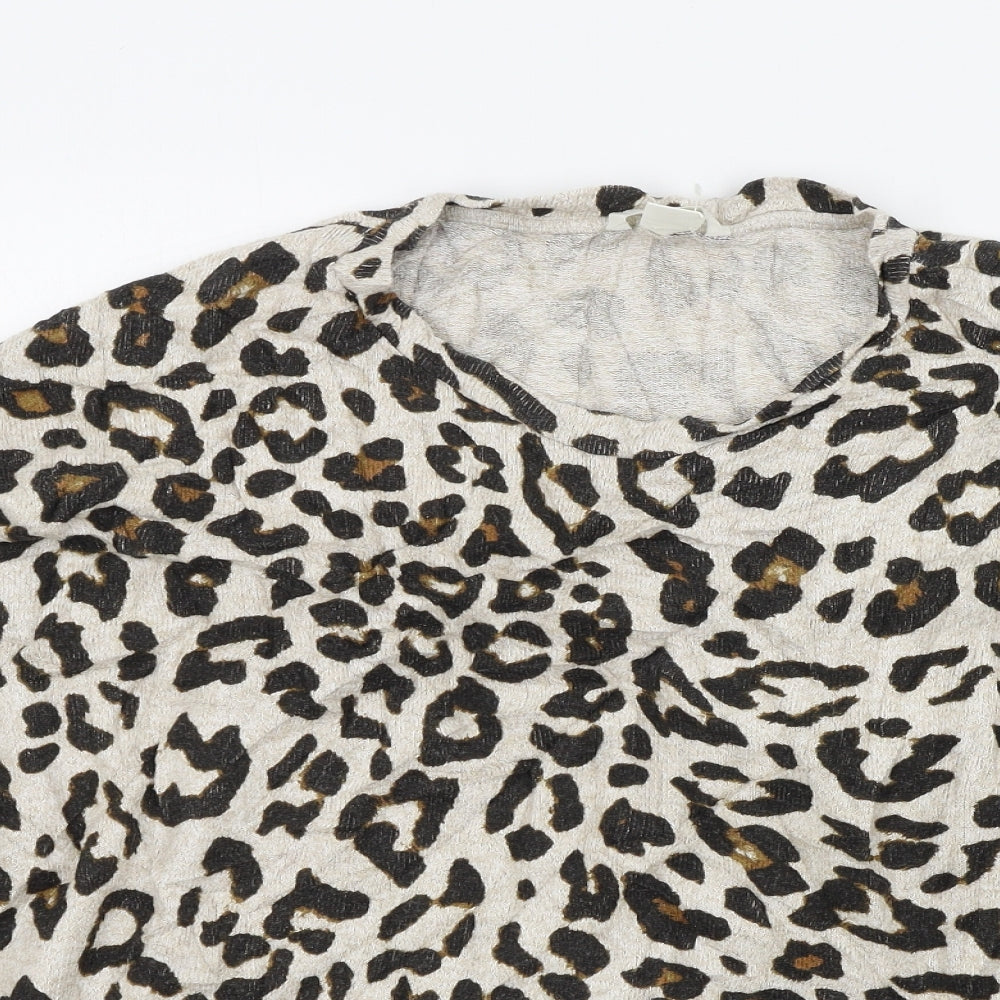 H&M Womens Brown Animal Print  Pullover Jumper Size XL