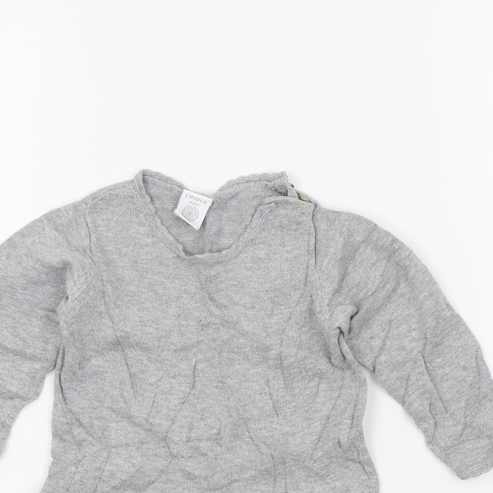 Lindex Girls Grey Colourblock  Fit & Flare  Size 9-12 Months