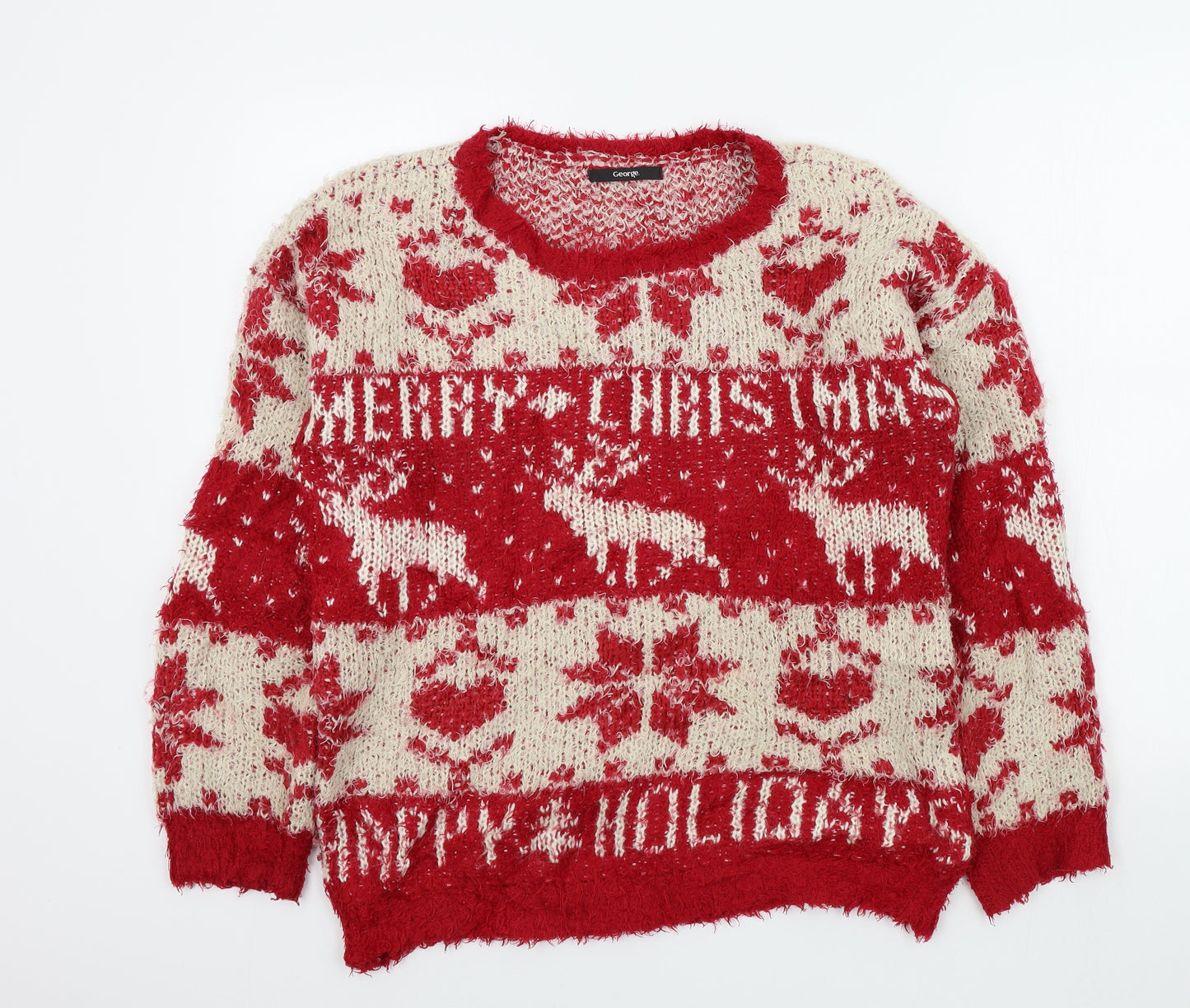 George Womens Red Geometric  Pullover Jumper Size 16  - Christmas jumper