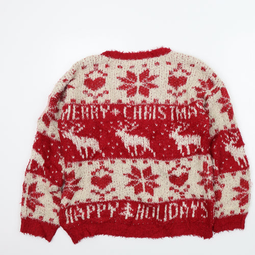 George Womens Red Geometric  Pullover Jumper Size 16  - Christmas jumper