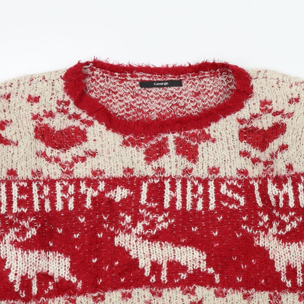 George Womens Red Geometric  Pullover Jumper Size 16  - Christmas jumper