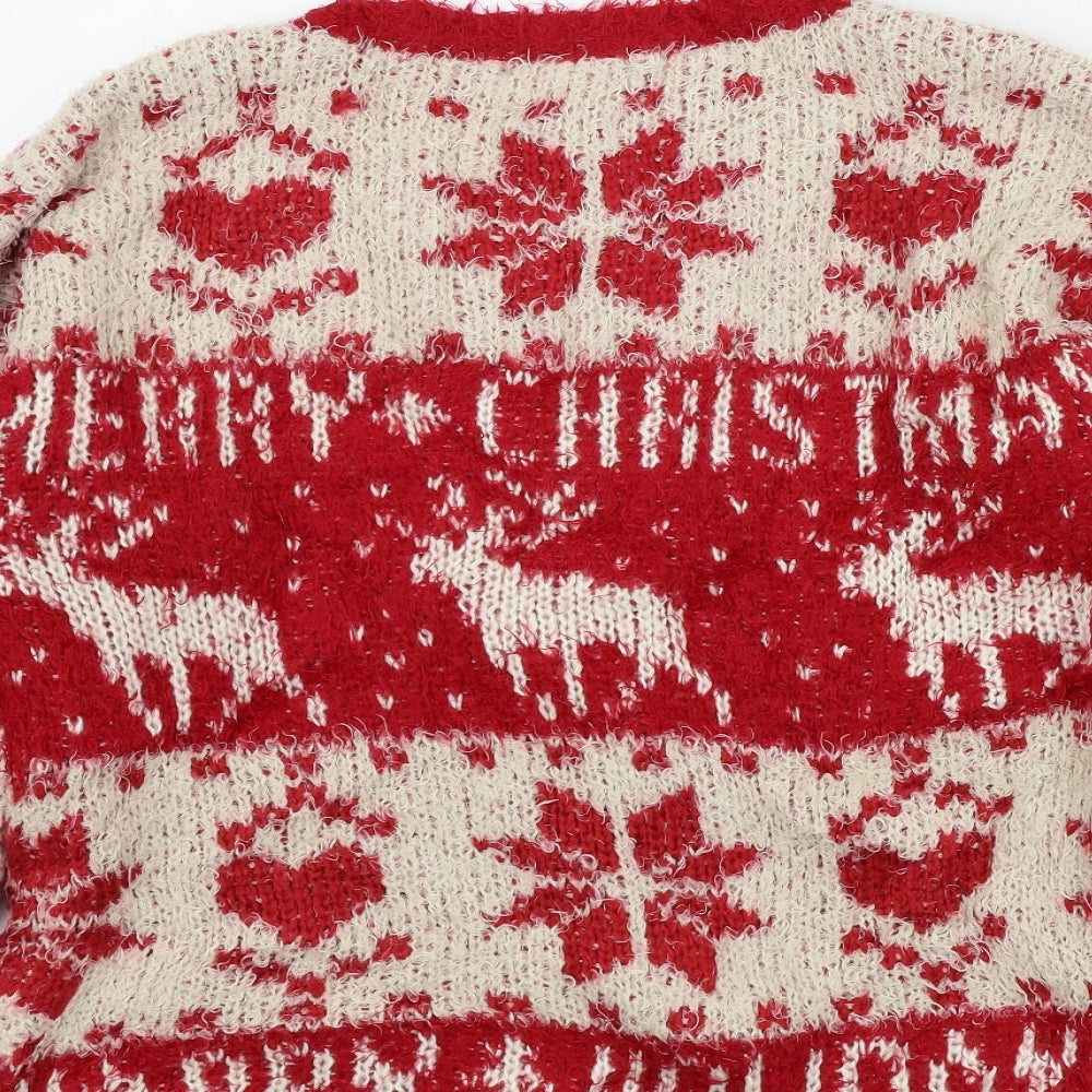 George Womens Red Geometric  Pullover Jumper Size 16  - Christmas jumper