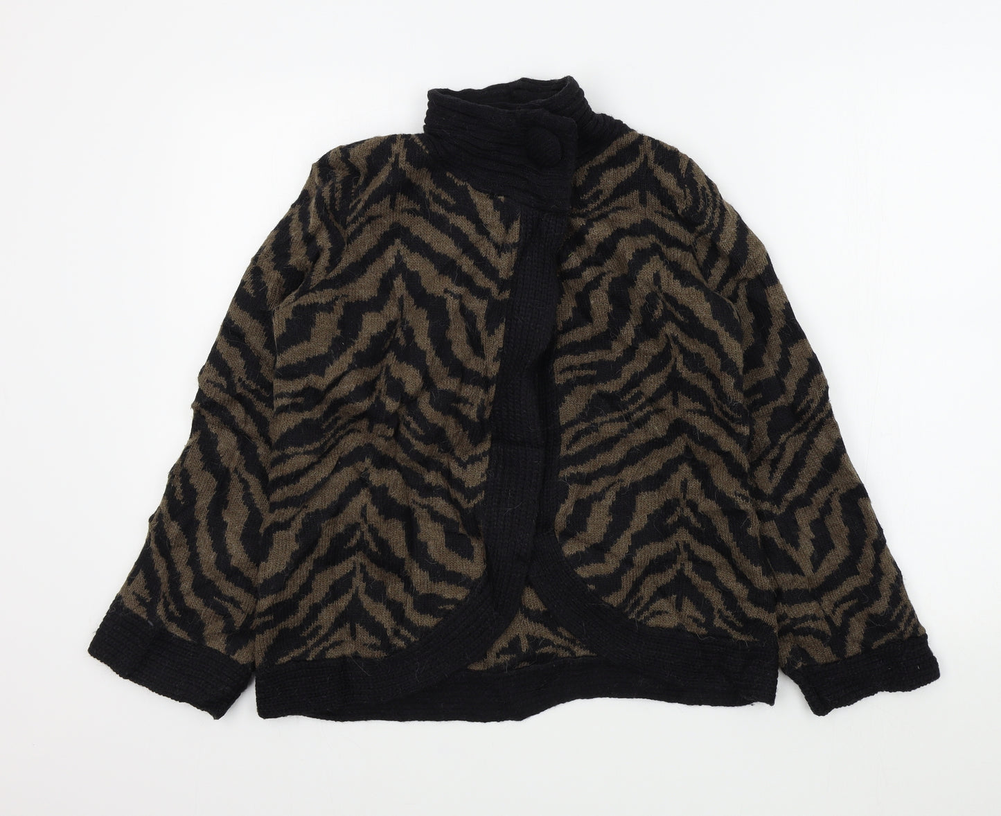 M&S Womens Brown Geometric  Cardigan Jumper Size 12
